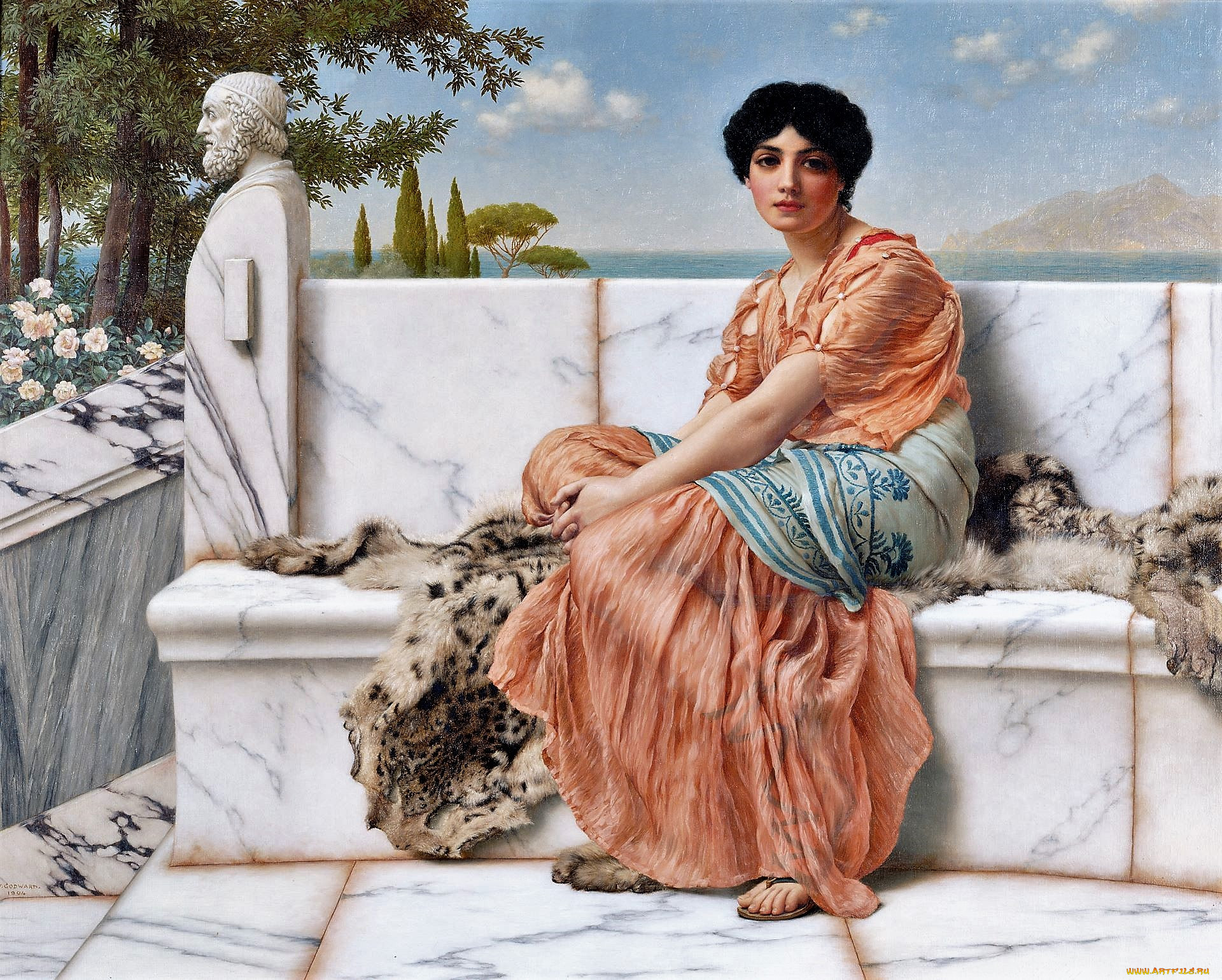 in the days of sappho, , john william godward, , , , 